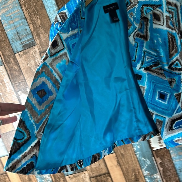 Investments Petites 4P blue shiny 3/4 blazer jacket - Picture 7 of 16